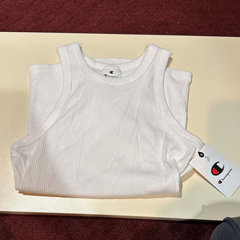 Champion Ribbed White Tank Top